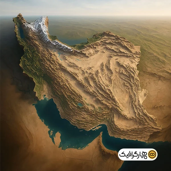 دانلود تصویر سه بعدی از نقشه ایران