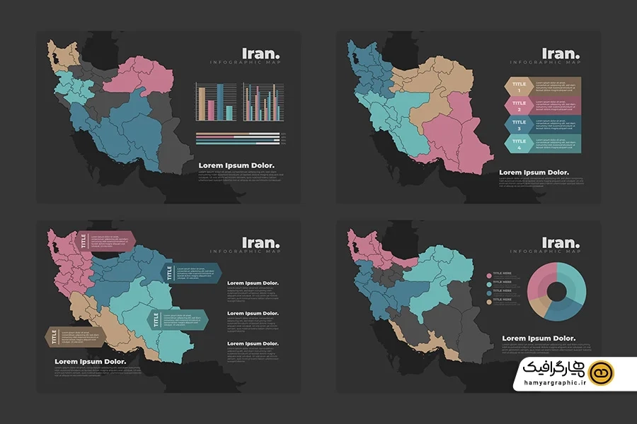 وکتور اینفوگرافی نقشه ایران آماری لایه باز