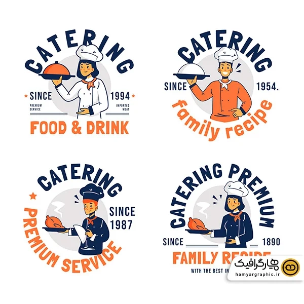 دانلود مجموعه وکتور لوگو سرآشپز رستوران