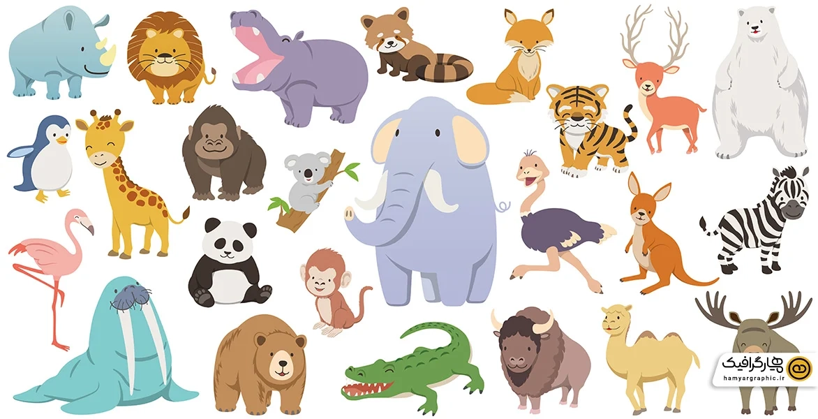 طرح وکتور فانتزی حیوانات