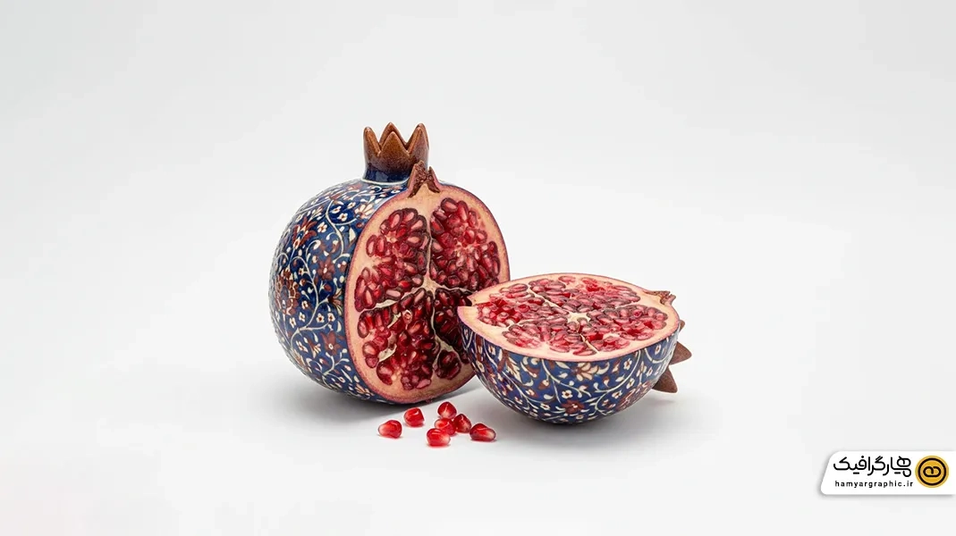 عکس استوک شب یلدا با انار و فضاسازی سنتی ایرانی