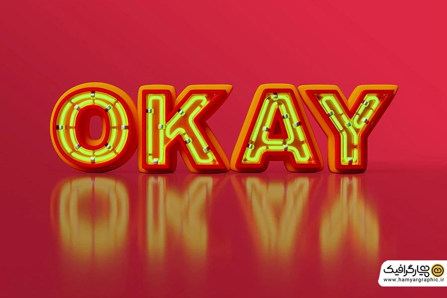 افکت سه بعدی قرمز LED برای متن | تصویر استوک افکت‌دار حرفه‌ای