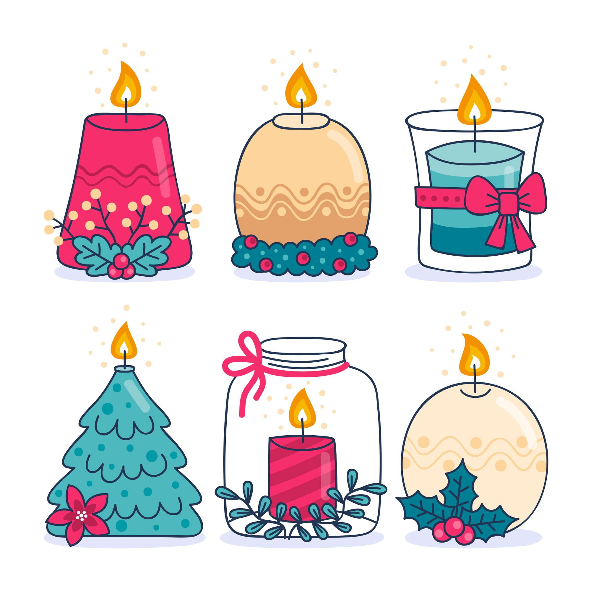 وکتور شمع رنگی رنگی | وکتور شمع روشن مناسب مناسبت‌ها
