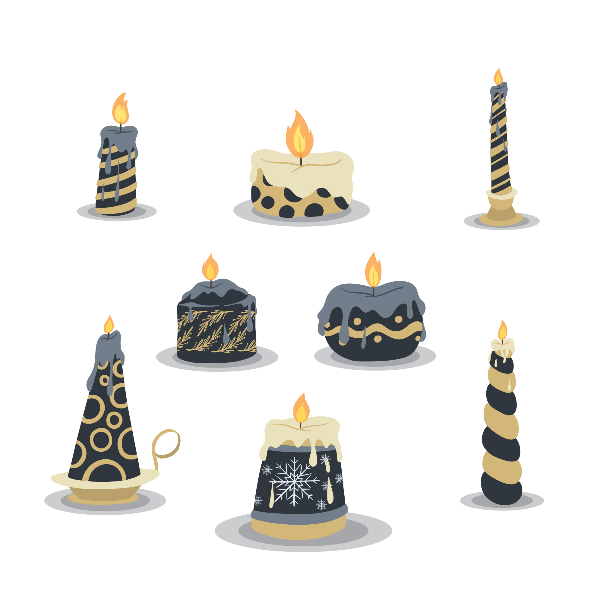 وکتور شمع با اشکال هندسی مختلف | وکتور شمع روشن مدرن