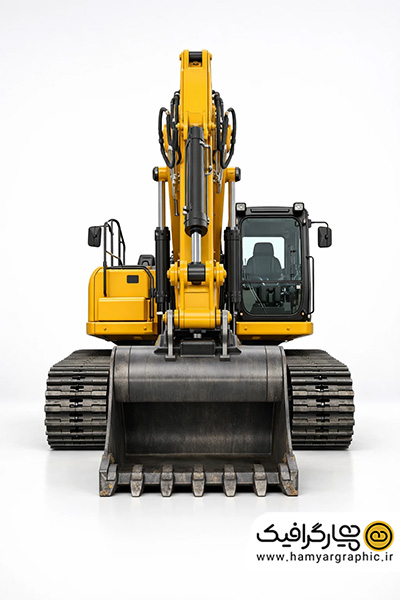 تصویر استوک بیل مکانیکی تمام رخ از جلو