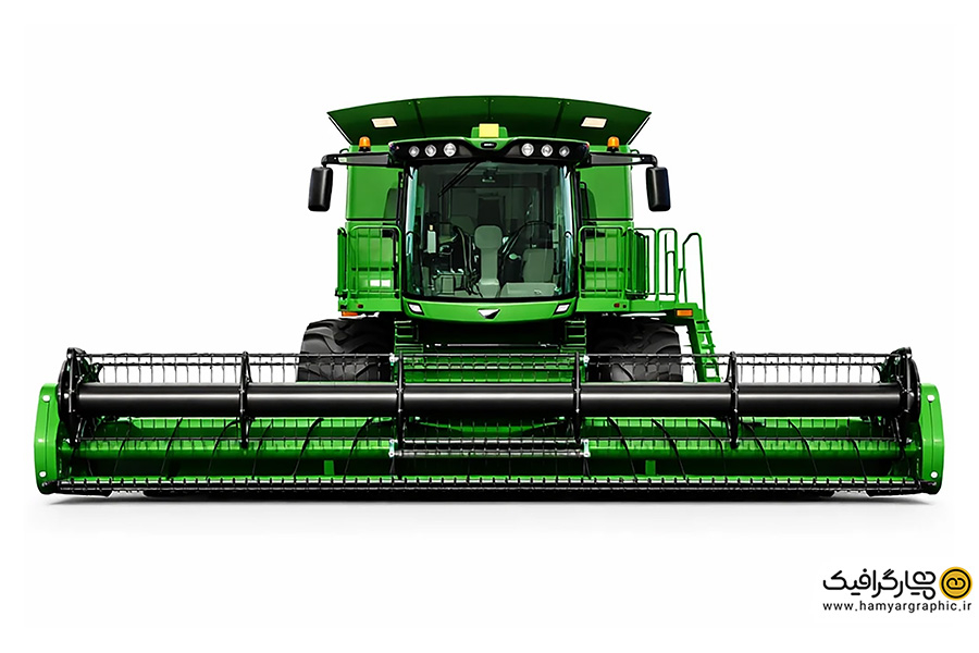 تصویر استوک کمباین تمام‌رخ از جلو | عکس باکیفیت کمباین کشاورزی