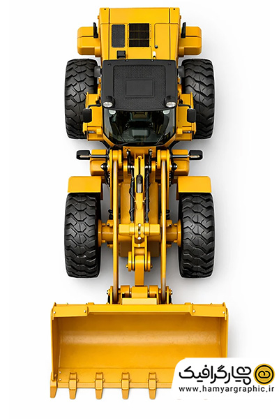 تصویر استوک لودر تمام رخ از بالا | عکس با کیفیت لودر صنعتی