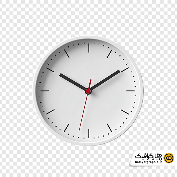 تصویر سه بعدی ساعت دیواری سفید