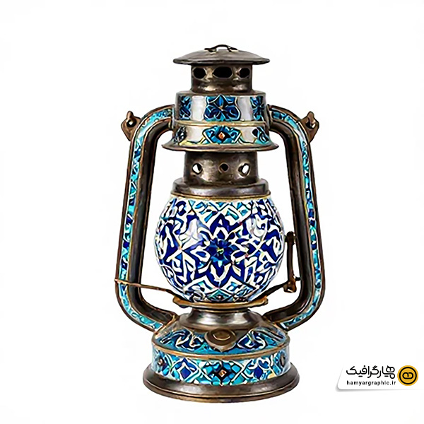 تصویر استوک با کیفیت فانوس با طرح کاشی کاری سنتی