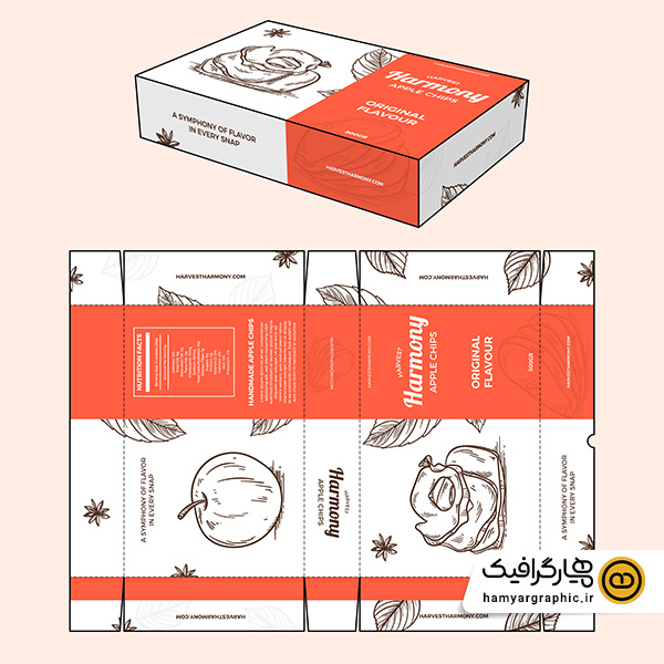 طرح وکتور قالب بسته‌ بندی چیپس میوه