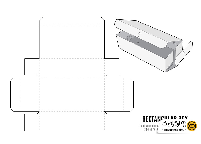 طرح وکتور خام قالب بسته‌ بندی ساندویچ