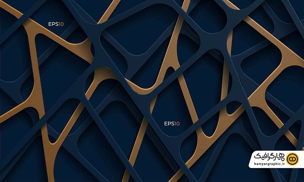 تصویر استوک طرح کاغذدیواری سرمه‌ای طلایی